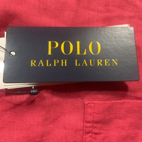 Polo Ralph Lauren 100% Linen Classic Fit Men’s Button Down Shirt Red XXL NWT - Picture 7 of 11